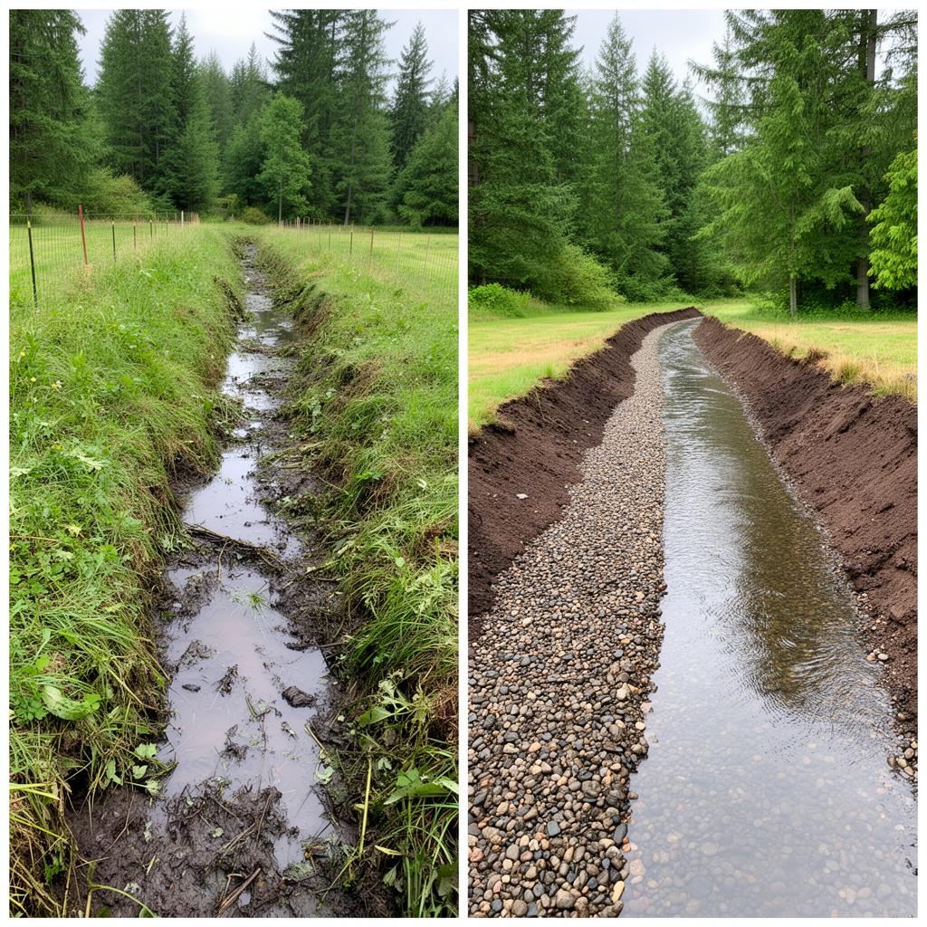 Before and after: Drainage Ditch Clearing — Rural Property