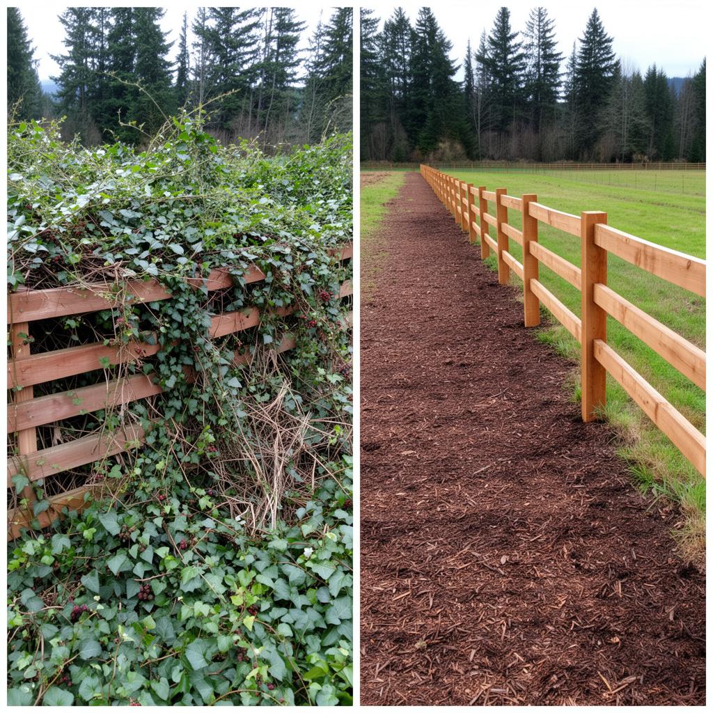 Before and after: Fence Line Restoration — Rural Property