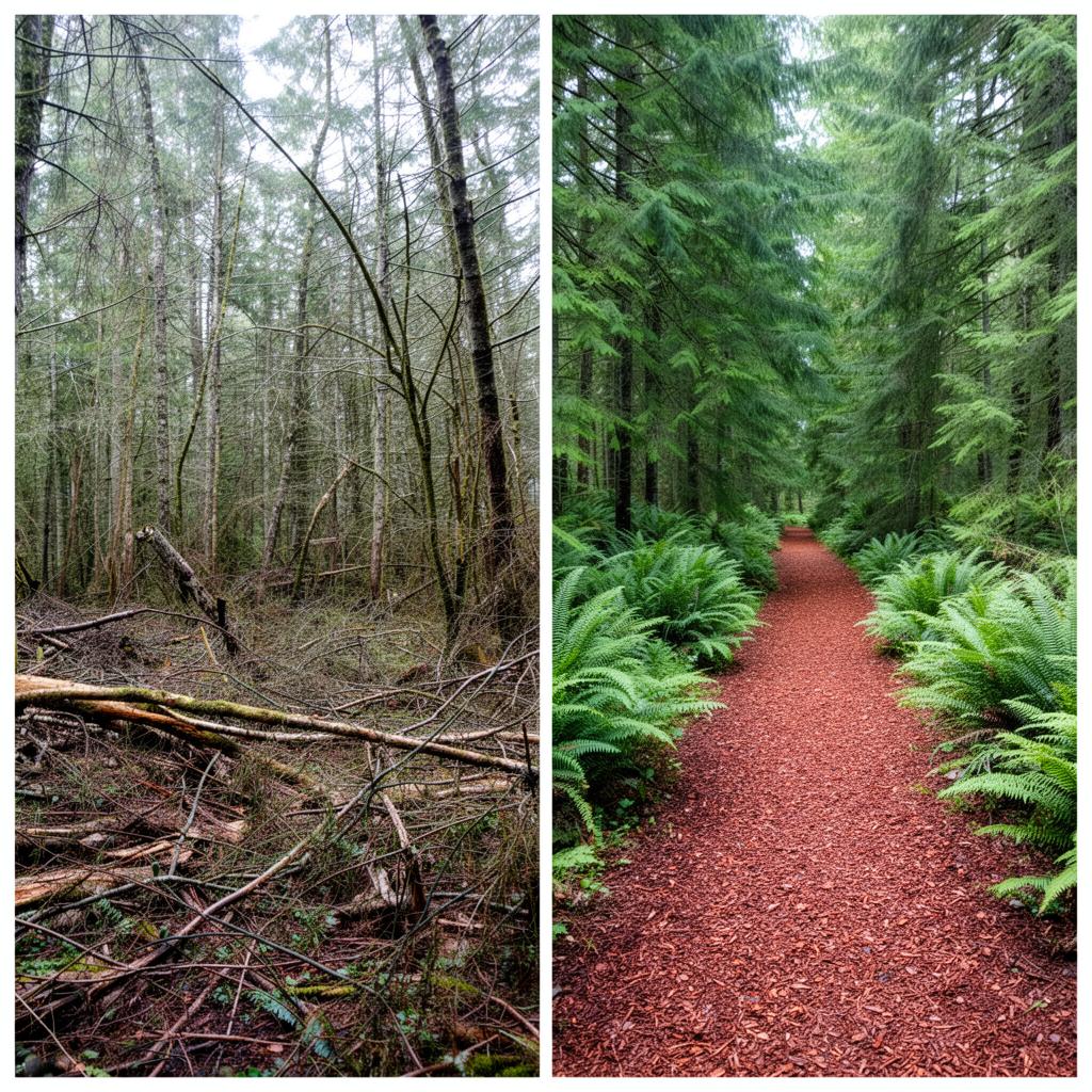 Before and after: Forest Trail Creation — PNW