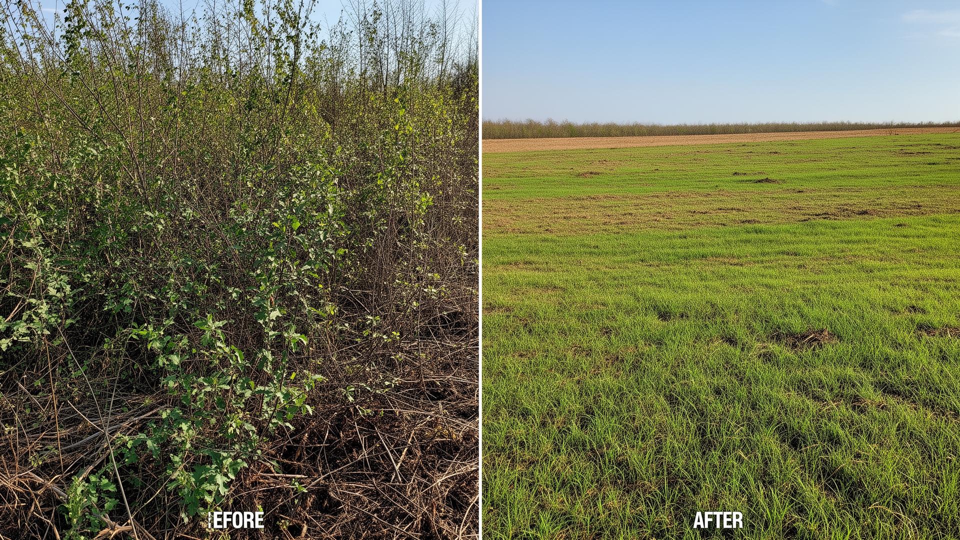 Before and after land clearing transformation
